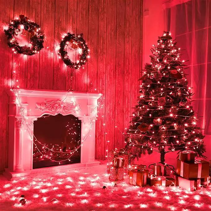 500 LED Red Christmas Lights, 165ft Red String Lights 8 Modes Clear Wire, Connectable Waterproof Plug in Red Twinkle Lights for Tree Bedroom Indoor Outdoor Christmas Decorations by GreenHaven Gardens