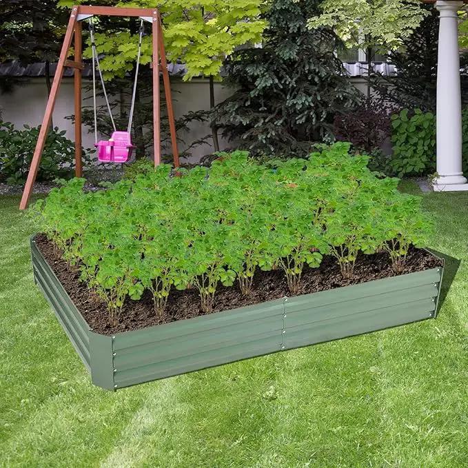 Aoodor 6 x 3 x 1 ft Outdoor Raised Garden Bed, Reinforced Galvanized Steel Planter Box for Vegetables, Fruits, Flowers, and Herbs by GreenHaven Gardens