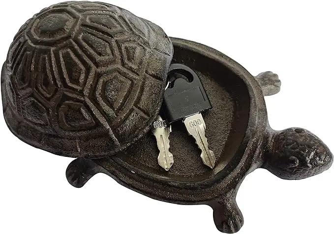 BSTGIFTS Cast Iron Turtle Key Hider - Spare Key Holder - Garden Decoration Turtle, Jewelry Trinkets Box for Key, Ear Studs, Ring, Paper Clip (Antique Brown)… by GreenHaven Gardens