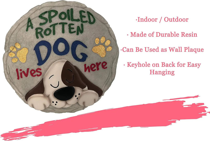Spoontiques - Garden Décor - Spoiled Rotten Dog Stepping Stone - Decorative Stone for Garden by GreenHaven Gardens