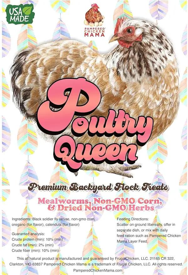Pampered Chicken Mama Non-GMO Mealworm, Corn, Flax, & Herb Treat for Backyard Chickens, Healthy Layer Feed & Supplies for Pet Chickens Poultry Queen Treat for Hens (20 pounds) by GreenHaven Gardens