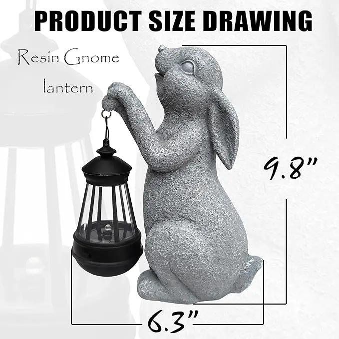 Rabbit Solar Garden Outdoor Statues,Resin Rabbit Figurine Decorations with Solar Lights Lantern, Outdoor Rabbit Art Decor for Lawn,Yard, Unique Housewarming Gift for Garden Home by GreenHaven Gardens