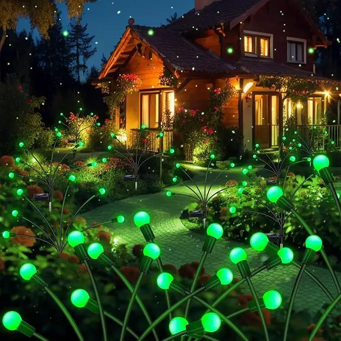 Solar Firefly Light, Christmas Lights for Outside Decorations, 4 Pack 24 LED Green Solar Garden Lights, Outdoor Waterproof Garden Decor for Yard Patio Pathway Lawn Christmas by GreenHaven Gardens