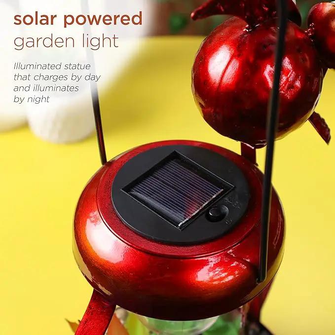 Alpine Corporation LYT286SLR-HH Solar-Powered Metal Rooster w/Garden Enclosed LED Light Decor, Solar Patio Decor, 16''H, Red by GreenHaven Gardens