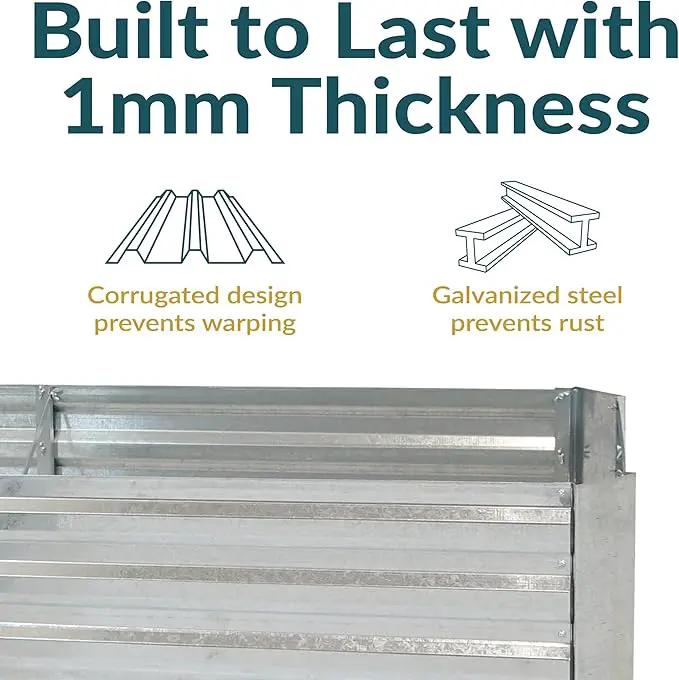 Sunnydaze 11.75" H Raised Metal Garden Bed - Galvanized Raised Garden Bed Outdoor for Vegetables and Flowers - Silver - L-Shaped by GreenHaven Gardens