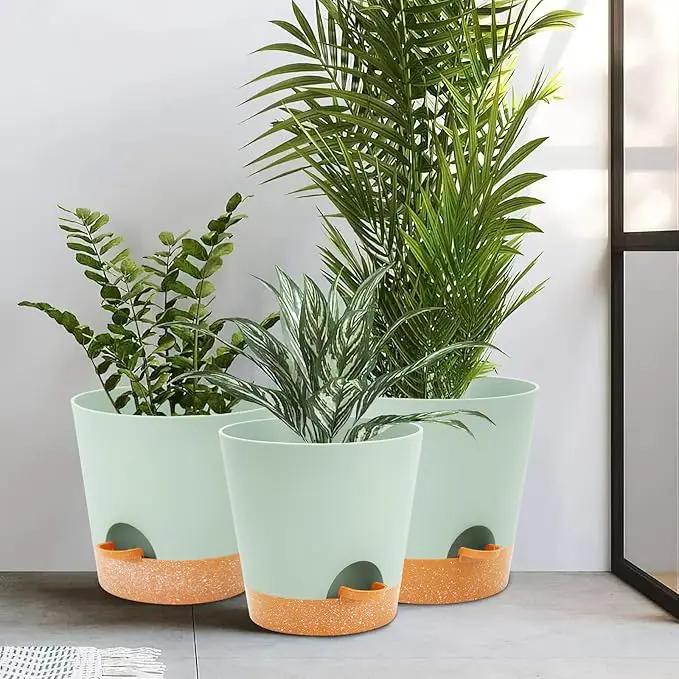 GARDIFE 10/9/8 inch Plant pots, planters for Indoor Plants, self Watering Plant Pot, Flower pots, Green by GreenHaven Gardens