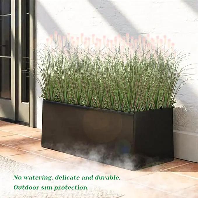 Artificial Grasses Plants Oudoor 24 Bunches Onion Grass Greenery with Plush Faux Fake Shrubs Plant Onion Wheat Grass for Outside Garden Indoor House Home Office Décor (Light Purple & Pink Plush by GreenHaven Gardens