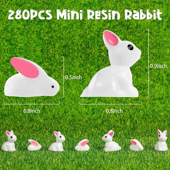 280Pcs Mini Bunny, Mini Resin Bunny Animals, Miniature Rabbit for Landscape Ornaments Miniature Garden Decor Potted Plant,Cake Topper Decoration by GreenHaven Gardens
