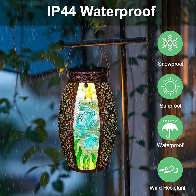Larekook Outdoor Solar Lantern-Waterproof Turtles Hanging Metal Decorative Lights for Patio Table Garden Pathway Yard with Super Bright Warm White LED,Large Solar Panels,Auto On/Off Sensor by GreenHaven Gardens