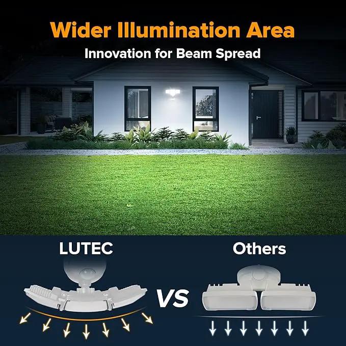 LUTEC 84W 9500LM LED Security Light Motion Sensor Outdoor Lights with Night Light, 4 Head LED Flood Lights Outdoor 5000K Daylight, IP65 Waterproof, Motion Detected Lights for Outside (White) by GreenHaven Gardens