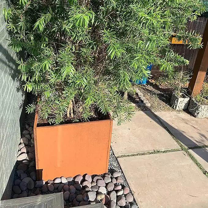 Corten Steel Planter Metal Square Planter Tall Cube Rustic Steel Planters 27.6 Inch Durable Antique Detached for Outdoor Commercial Residential Garden Patio Deck and Backyard by GreenHaven Gardens