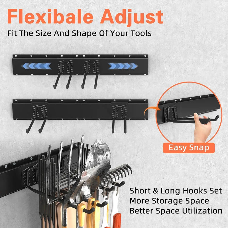 Garage Storage, Ultimate Wall-Mounted Garage Organizer for Men 48Inch, Heavy Duty 440lbs Tool Rack with Adjustable Metal Hooks Yard, Shed & Workshop Storage for Tools, Bikes, Snowboards Gift by GreenHaven Gardens