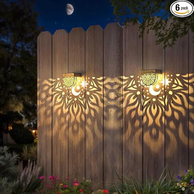 Solar Fence Lights 6 Pack Solar Deck Lights Waterproof LED Step Wall Outdoor Decorations Warm Yellow Decorative Lighting for Garden Backyard Yard Decor (Gold) by GreenHaven Gardens