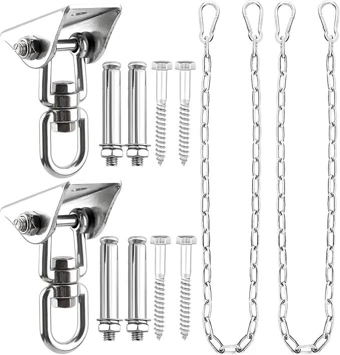 2 Set Hammock Hanging with Swing Chain 1200 LB Capacity Heavy Duty Swing Hangers 360° Swivel Hammock Hanger Kit for Hanging Hammock Chair Tree Yoga by GreenHaven Gardens
