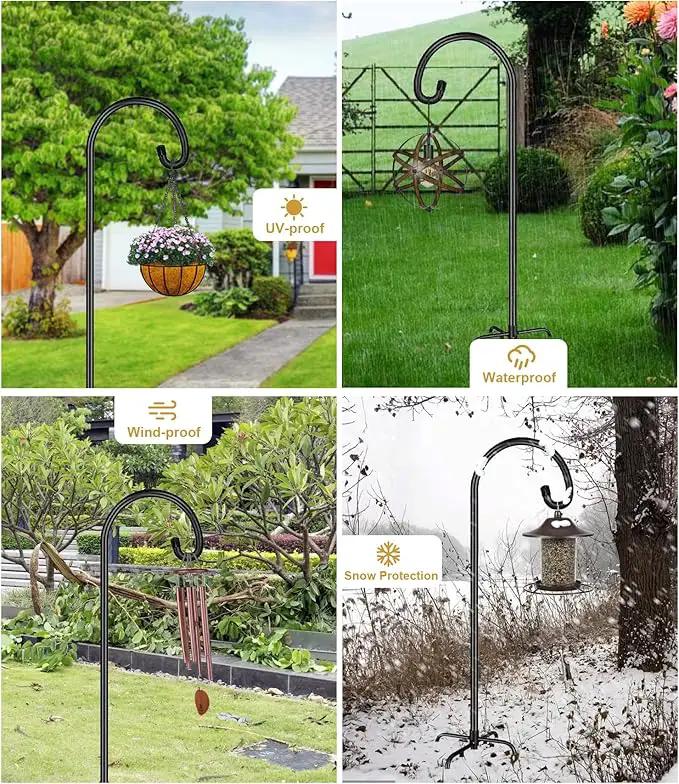 Shepherd Hook 60 Inch Tall Heavy-Duty Metal Garden Hanging Pole Stake for Bird Feeder Pole Plant Baskets, Black (1 Pack). by GreenHaven Gardens
