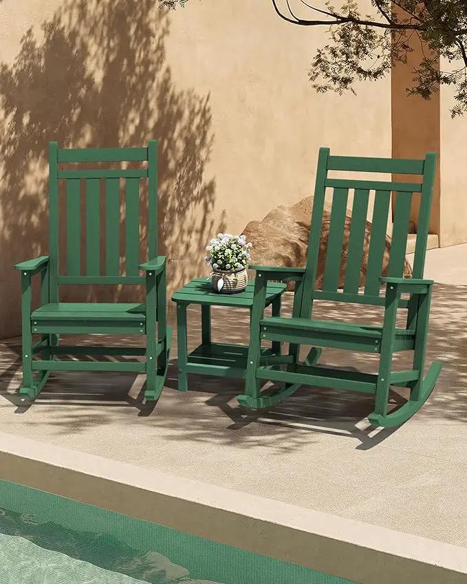 SERWALL HDPE Rocking Chair, Outdoor Rocking Chair for Adults, All Weather Porch Rocker for Lawn Garden, Green by GreenHaven Gardens
