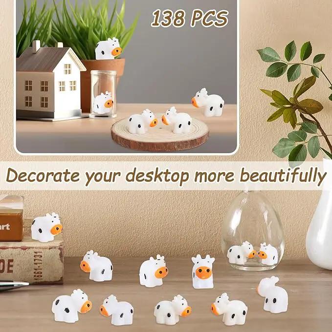138 Pcs Mini Resin Cows Bulk Animals for Hiding Small Plastic Cows Statues Little Perfect for Forest Figures and More Adorable Landscape Fairy Outdoor Moss Garden DIY Ornament by GreenHaven Gardens