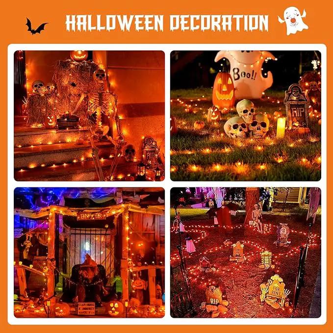 JMEXSUSS 2 Pack Orange Solar Halloween Lights, Total 400 LED 151FT Solar String Lights Outdoor Waterproof, 8 Modes Halloween Lights for Outside Tree Patio Yard Garden Halloween Decorations by GreenHaven Gardens