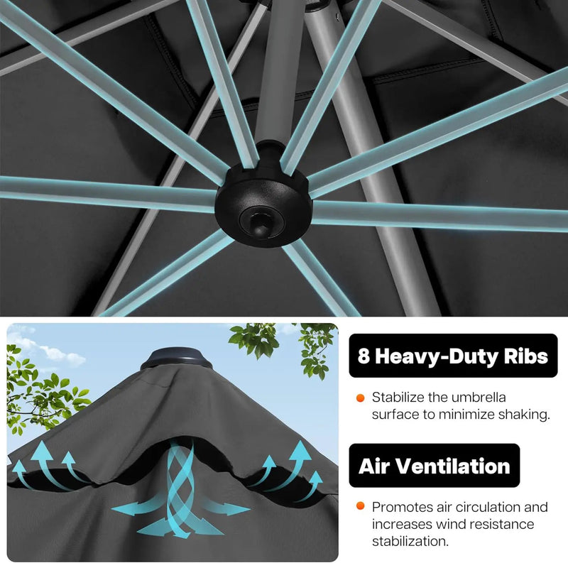 Patio Umbrella, 10FT Outdoor Cantilever Umbrella with 360-degree Rotation for Garden, Deck, Backyard, Pool and Beach, Grey by GreenHaven Gardens