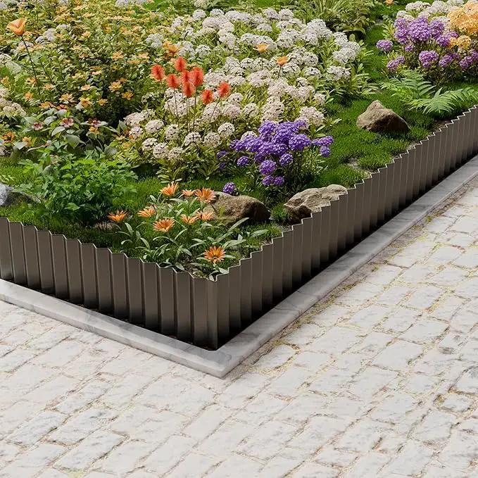 SnugNiture Corrugated Metal Garden Edging,6" x 20' Sturdy Lawn Edging Border,Landscape Edging Border for Lawn, Flower Bed,Garden and Yard(Black) by GreenHaven Gardens