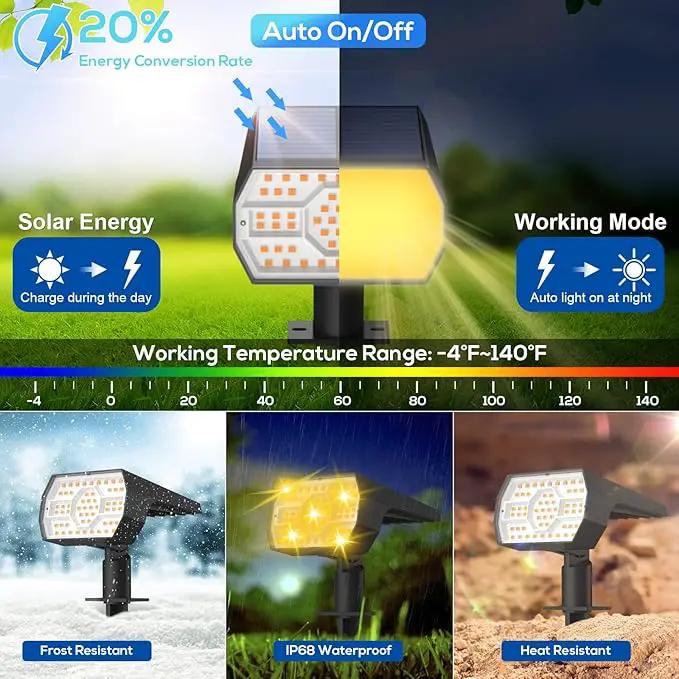 NYMPHY Solar Lights Outdoor Waterproof IP68, 56 LED 3 Lighting Modes Solar Powered Garden Yard Spot Solar Lights for Outside Landscape- 4 Pack (Warm White) by GreenHaven Gardens