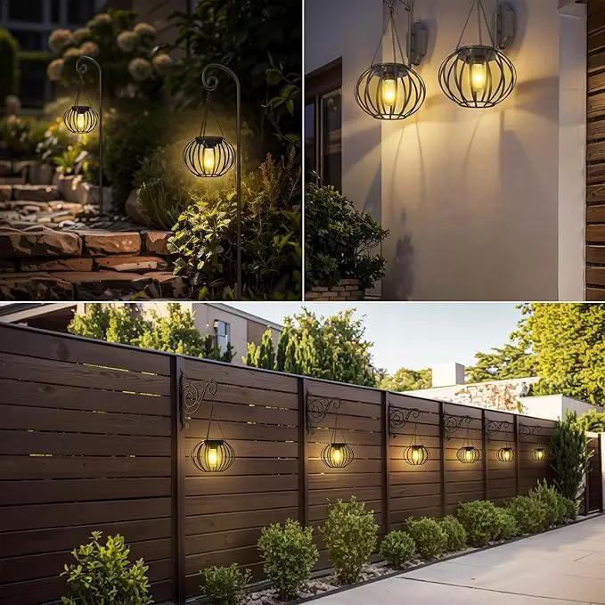 Solar Lanterns Outdoor Waterproof - 2 Pack Solar Outdoor Lanterns, 15"" Solar Lights Outdoor Hanging, Lanterns Decorative Outdoor Pumpkin Shape, Black, Wq-OSL-001 by GreenHaven Gardens