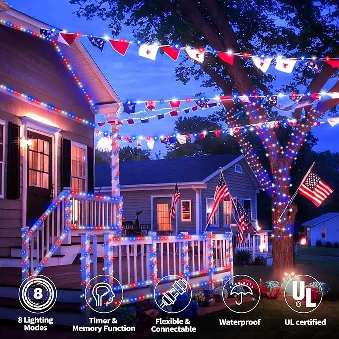 50ft LED Rope Lights Outdoor,360 LED Connectable & Flexible Tube Lights with 8 Modes, Waterproof LED Rope Lighting for Independence Flag Day, Memorial Day, Outdoor,Indoor Decor (Red & White & Blue) by GreenHaven Gardens