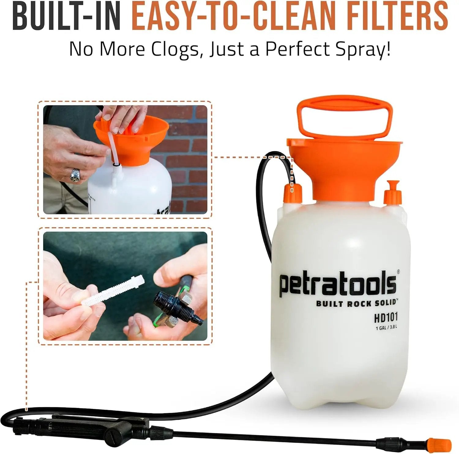 Petratools 1 Gallon Pump Sprayer – HD101 Garden Sprayer for Weeds, Lawn Care & Pesticides – 52” Long Hose, 2 Nozzles & Easy Carry Handle – Durable & Lightweight by GreenHaven Gardens