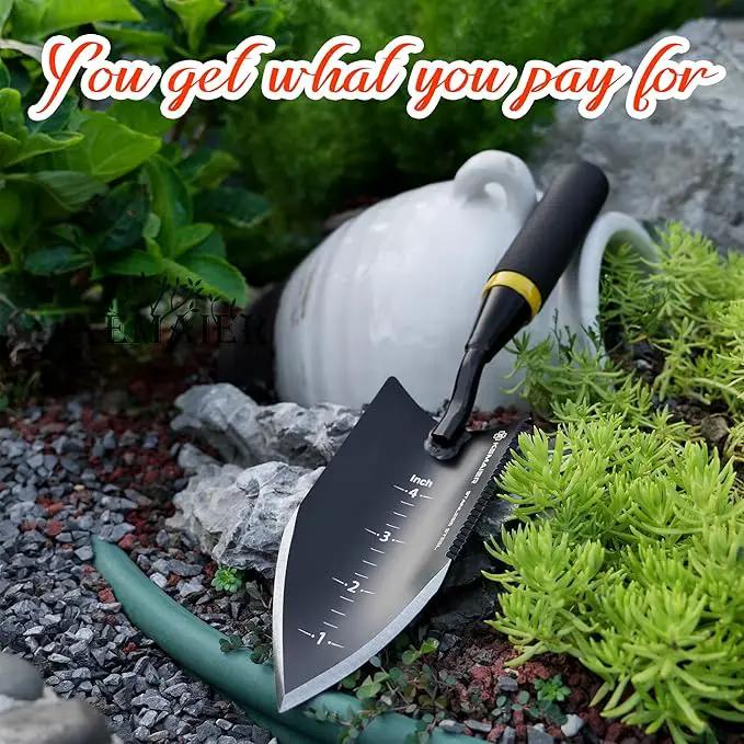 Heavy-Duty Trowel Garden Tool, Stainless Steel Serrated Hand Shovel for Effortless Digging, Weed Control, and Precise Bulb Planting by GreenHaven Gardens