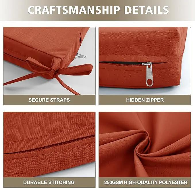 Outdoor Cushions for Patio Furniture, Waterproof Outdoor Chair Cushion w/Fade-Resistant, Removable & Machine-Washable Cover, 22x22 Inch, Deep Seat Sofa/Couch Pad Replacement – Set of 4, Rust by GreenHaven Gardens