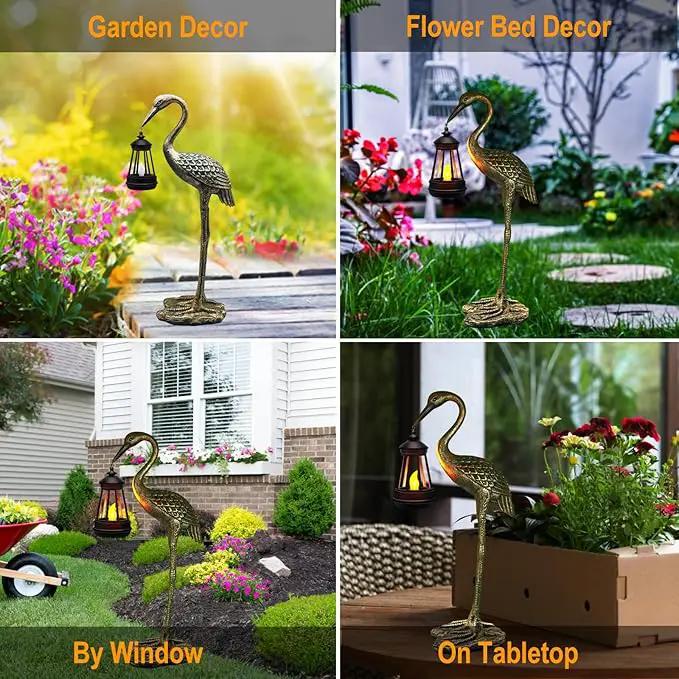 Solar Garden Statue Crane Figurine, Outdoor Hanging Solar Lanterns, Blue Heron Sculpture Statue for Patio, Yard, Lawn, Porch, Garden Decor for Outside Gifts for Christmas Mom, Women, Mother's Day by GreenHaven Gardens