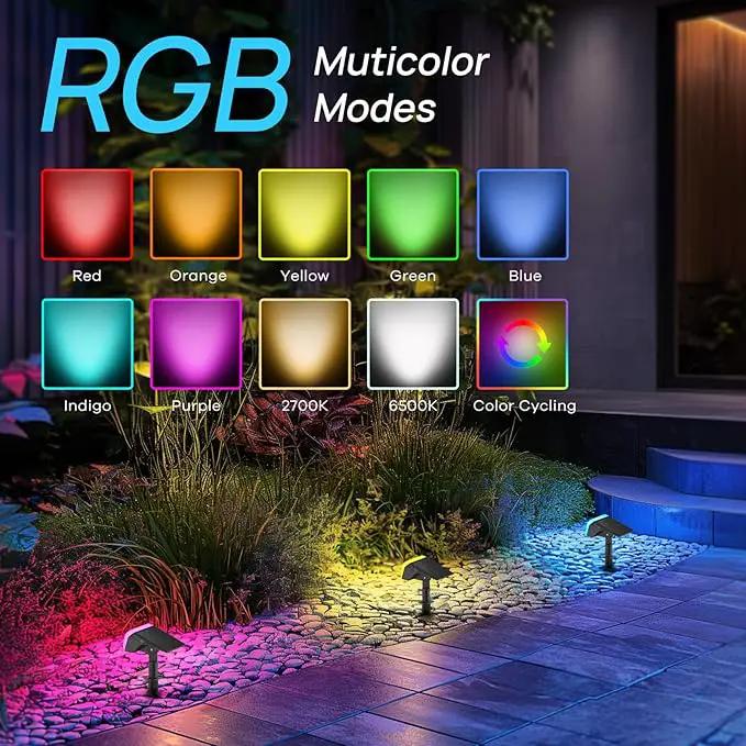 Consciot Solar Spot Lights Outdoor, 30 LED Waterproof Color Changing Solar Spotlight, 2 in 1 Adjustable Wall Lights, 10 Colors, Dusk-to-Dawn Solar Landscape Spotlights for Garden Yard Walkway, 4 Pack by GreenHaven Gardens