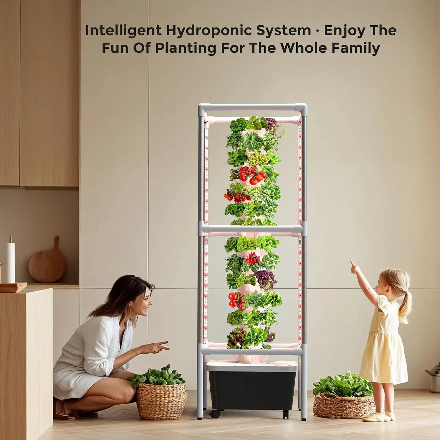 SJZX Hydroponic Growing System Kit - 70 Pods Large Vertical Hydroponics Tower with 8 Full-Spectrum 360° LED Grow Lights, 14-Tier Smart Indoor Herb Garden for Kitchen Office Winter Balcony Planting by GreenHaven Gardens