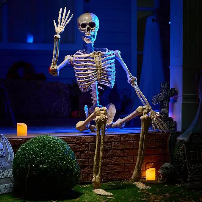 JOYIN 6.9 FT Halloween Skeleton Posable Plastic Full Body Realistic Human Bones with Movable Joints for Indoor Outdoor Halloween Props Spooky Scene Party Decorations（Yellow,No Screwdriver） by GreenHaven Gardens