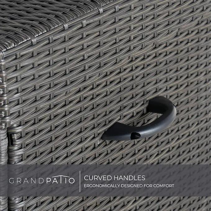Grand patio 170 Gallon Storage Box, Dark Brown PE Wicker, Minimalist Style, Water Resistant, Flip Top, Smooth Wheels, for Patio Furniture Cushions, Garden Tools, Pool Accessories by GreenHaven Gardens
