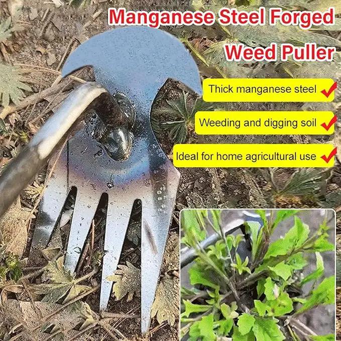 Amposei Weeding Artifact Uprooting Weeding Tool, Multifunctional Weeder, Hand Weeder Tool, Stand Up Weed Puller Tool with Handle for Garden Yard Farm Weed Removal (11 Teeth-Weed Tool) by GreenHaven Gardens