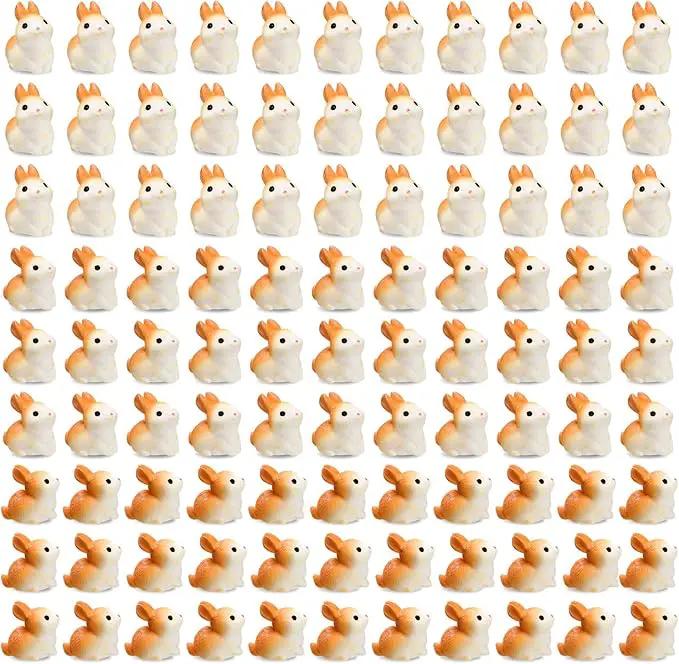 Marsui 100 Pcs Bunny Miniatures Figurines Rabbit Miniature Accessories Easter Garden Landscape Garden Rabbit for Easter Garden Accessories Dollhouses Decoration(Lively Rabbit) by GreenHaven Gardens