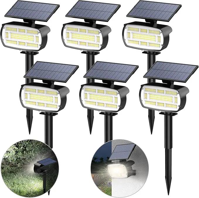 Fabrito Solar Spot Lights Outdoor 136 LEDs, Large Area Lighting Solar Lights Outdoor, 6 Pack IP65 Waterproof Landscape Spotlights Auto On/Off for Yard, Garden, Pathway, Plants,Tree (Cool White) by GreenHaven Gardens