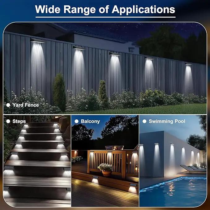 Solar Fence Lights Outdoor Waterproof IP65, 12 Pack Fence Lights Solar Powered 60 Lumens Auto On/Off Step Wall Lights Outside Decorations for Yard, Porch, Patio, Stairs, Pool, Deck, Garden-White Light by GreenHaven Gardens