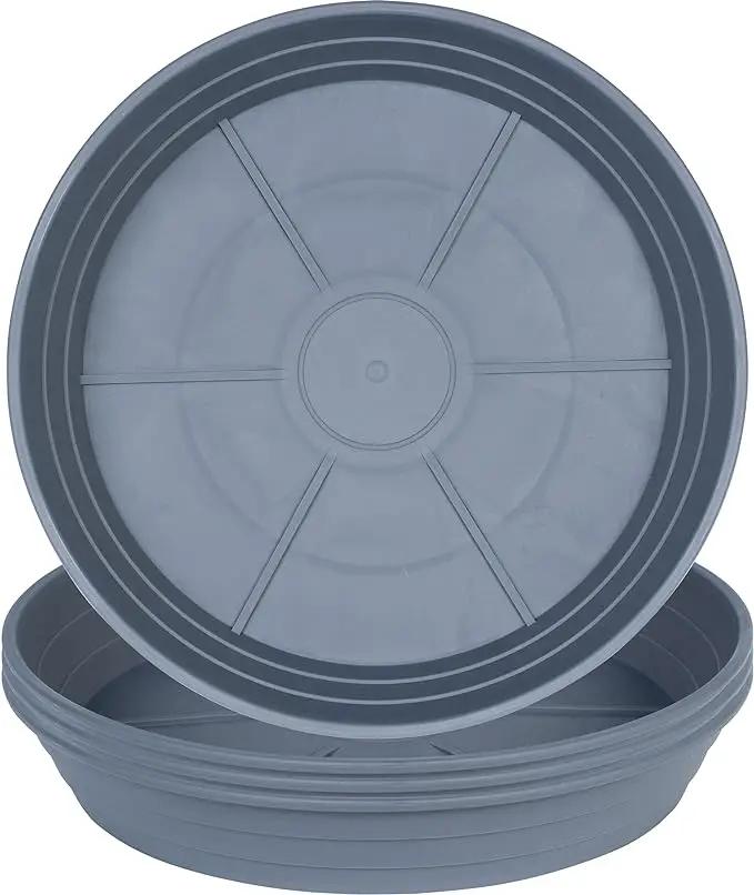 Plant Saucer 8 Inch 4 Pack 6 8 10 12 14 16 18 20 25, Plastic Plant Trays for Pots，Extra-Deep Plant Water Dray Tray, Bird Bath Bowl, Heavy Flower Plant saucers Indoors and Outdoor No Holes 8in-4 grey by GreenHaven Gardens