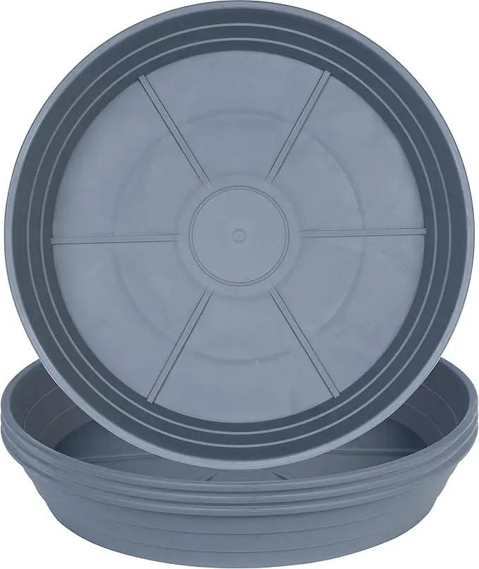 Plant Saucer 6 Inch 4 Pack 6 8 10 12 14 16 18 20 25, Plastic Plant Trays for Pots，Extra-Deep Plant Water Dray Tray, Bird Bath Bowl, Heavy Flower Plant saucers Indoors and Outdoor No Holes 6in-4 grey by GreenHaven Gardens