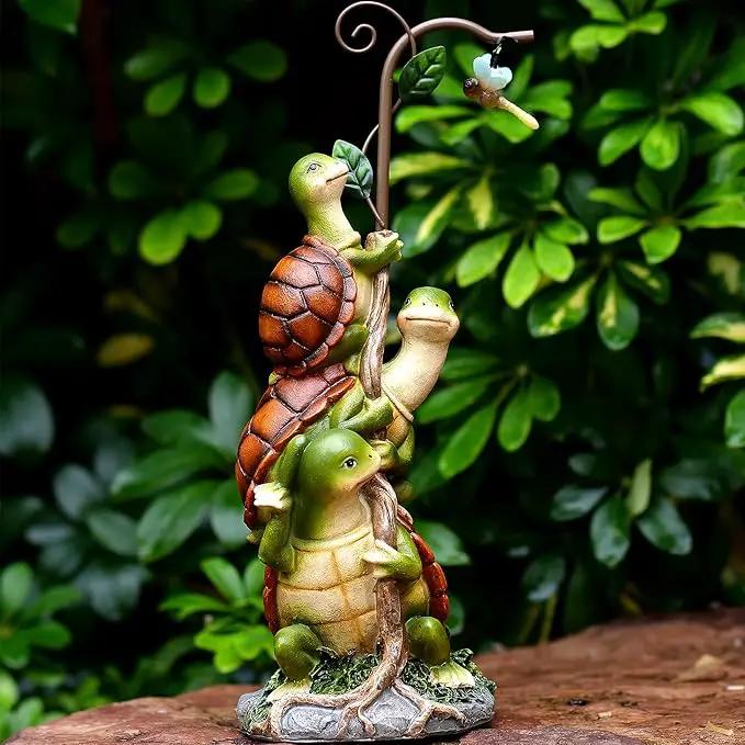 Turtle Figurine Garden Decor, Solar Turtle Outdoor Statue, Funny Turtle Gift Sculpture Decoration for Home Patio Yard Lawn Porch Ornament by GreenHaven Gardens