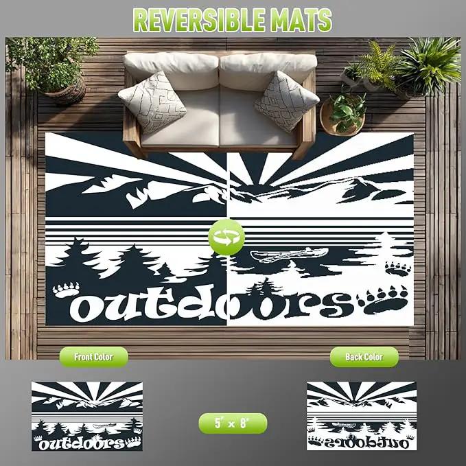 WILDROOTS 5x8 Feet Mountain & Sea Ship Plastic Outdoor Rug, Stain Resistant Waterproof Reversible Outdoor Patio Rug, Fade Resistant Camping Rug by GreenHaven Gardens