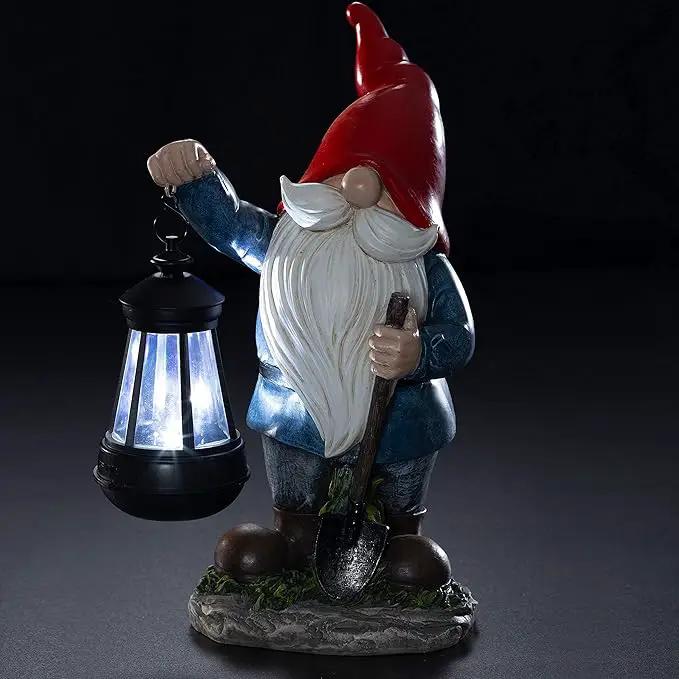VP Home Earnest Garden Gnomes with Lantern Lawn Gnome Great Addition for Your Garden Solar Powered Light Garden Knome Christmas Decorations Gifts for Outside Patio Lawn by GreenHaven Gardens