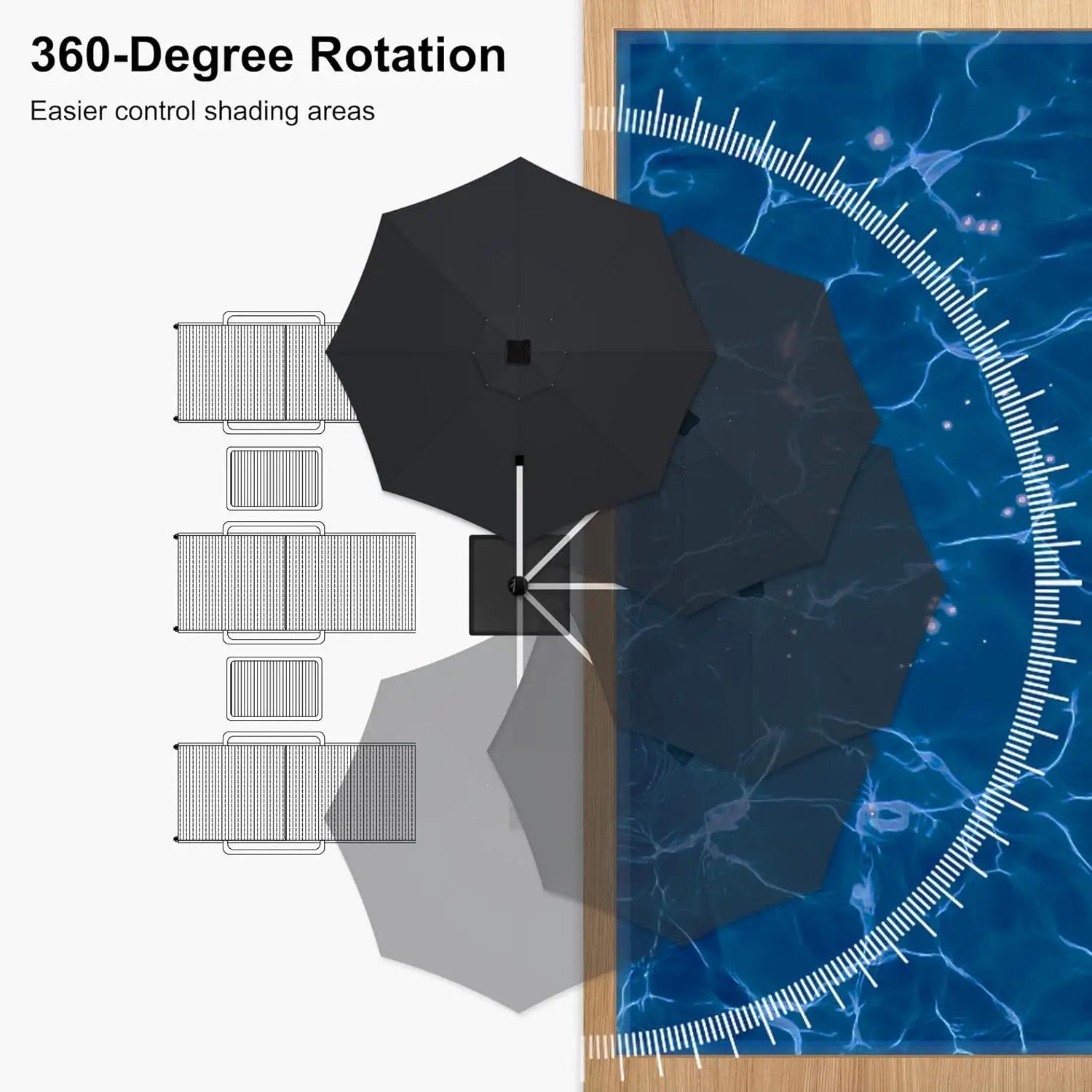 PURPLE LEAF 11ft Patio Umbrella With Base Solar powered LED Cantilever Umbrella with LED lights Windproof Outdoor Offset Umbrella for Garden Deck Pool Patio, Black by GreenHaven Gardens