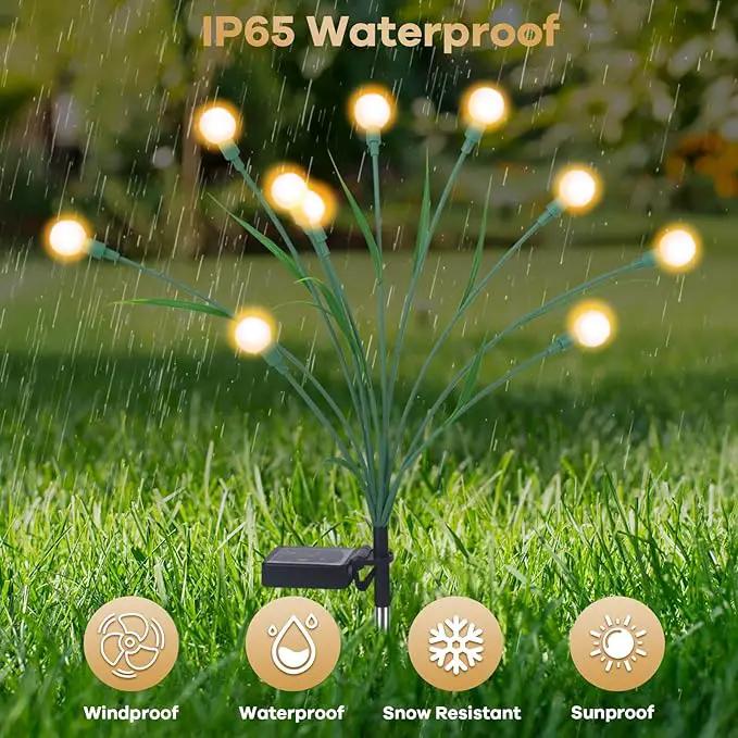2 Packs Solar Garden Lights, New Upgraded Leaf Design 20 LED Solar Firefly Lights, Waterproof Solar Landscape In-Ground Path Lights Outdoor Decorations for Patio Yard Garden (Warm White) by GreenHaven Gardens