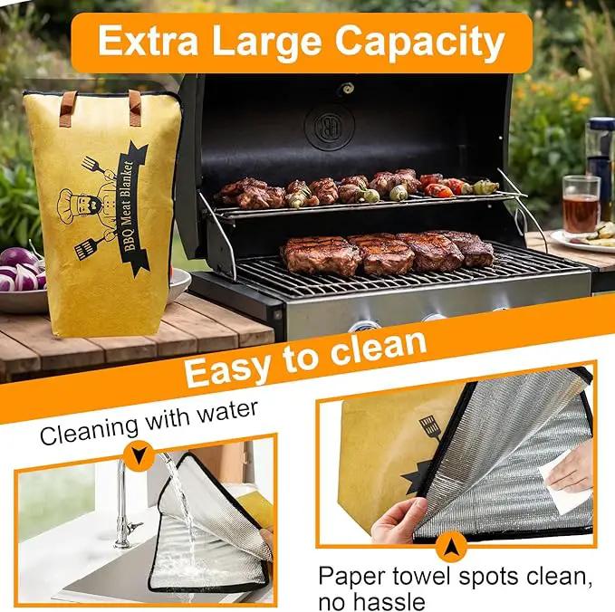Thickened Insulation BBQ Blanket - Meat Resting Blanket, Locks in Juices, Wide Opening Design, Reusable for Large Brisket, Pork Shoulder, Turkey, Easy Clean, Portable - BBQTools,Gift Accessories by GreenHaven Gardens