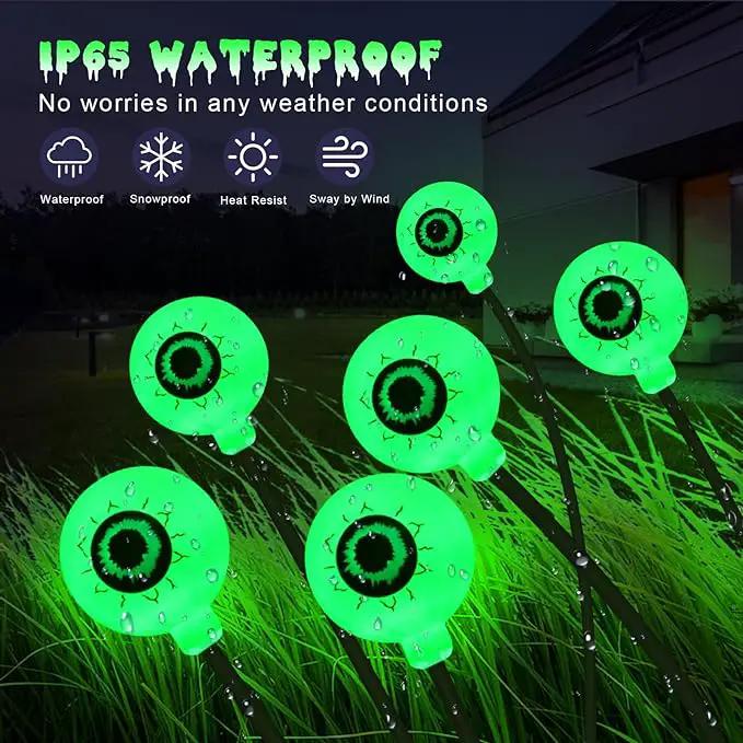 Solar Eyeball Lights Outdoor, 4 Pack 32 LED Halloween Eyeball Lights Outdoor Waterproof 8 Modes Scary Eyeballs Swaying Lights, Eyeballs Halloween Decor for Outside Yard Garden Party (Green) by GreenHaven Gardens