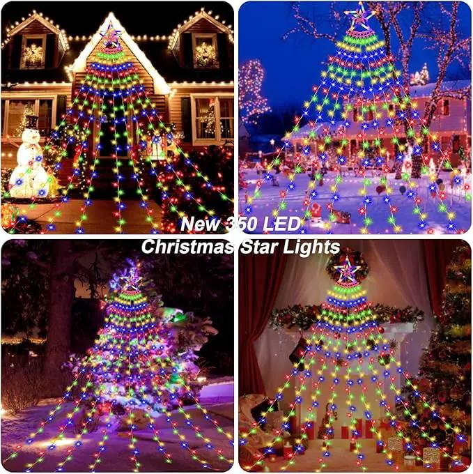 Christmas Decoration Lights, Outdoor Christmas String Lights 320 LED 11.5 Ft Waterfall Tree Lights with Big Star Topper 8 Light Modes for Christmas New Year Holiday Garden Yard Indoor Outdoor Decor by GreenHaven Gardens