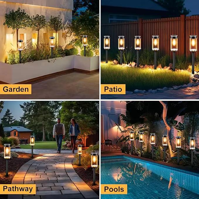 Woolmug Solar Pathway Lights, 2 Pack Waterproof LED Solar Lights Outdoor, Auto On/Off Garden Light for Path Walkway Outside Yard(Warm White) by GreenHaven Gardens